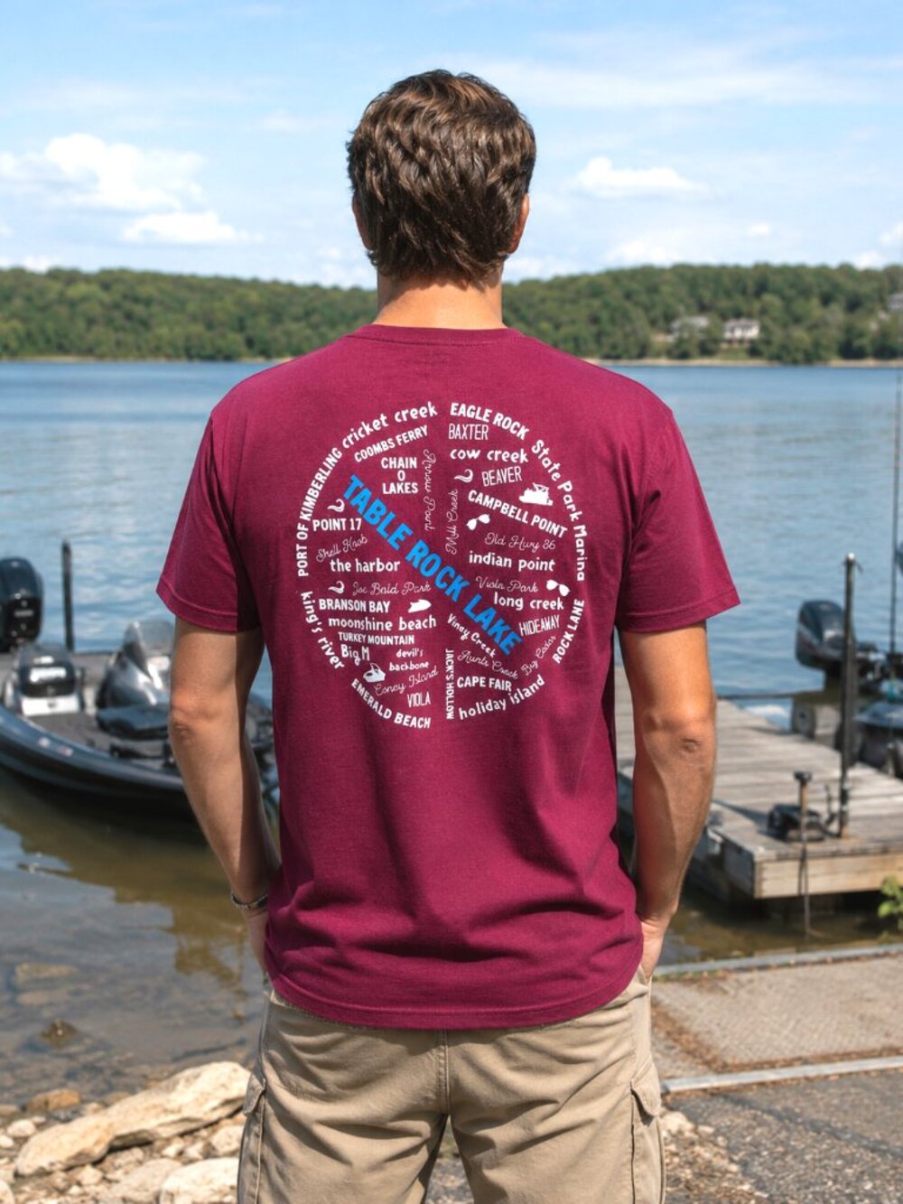 Table Rock Lake T-Shirt Marinas & Landmarks Graphic Upcycled Size L - XL